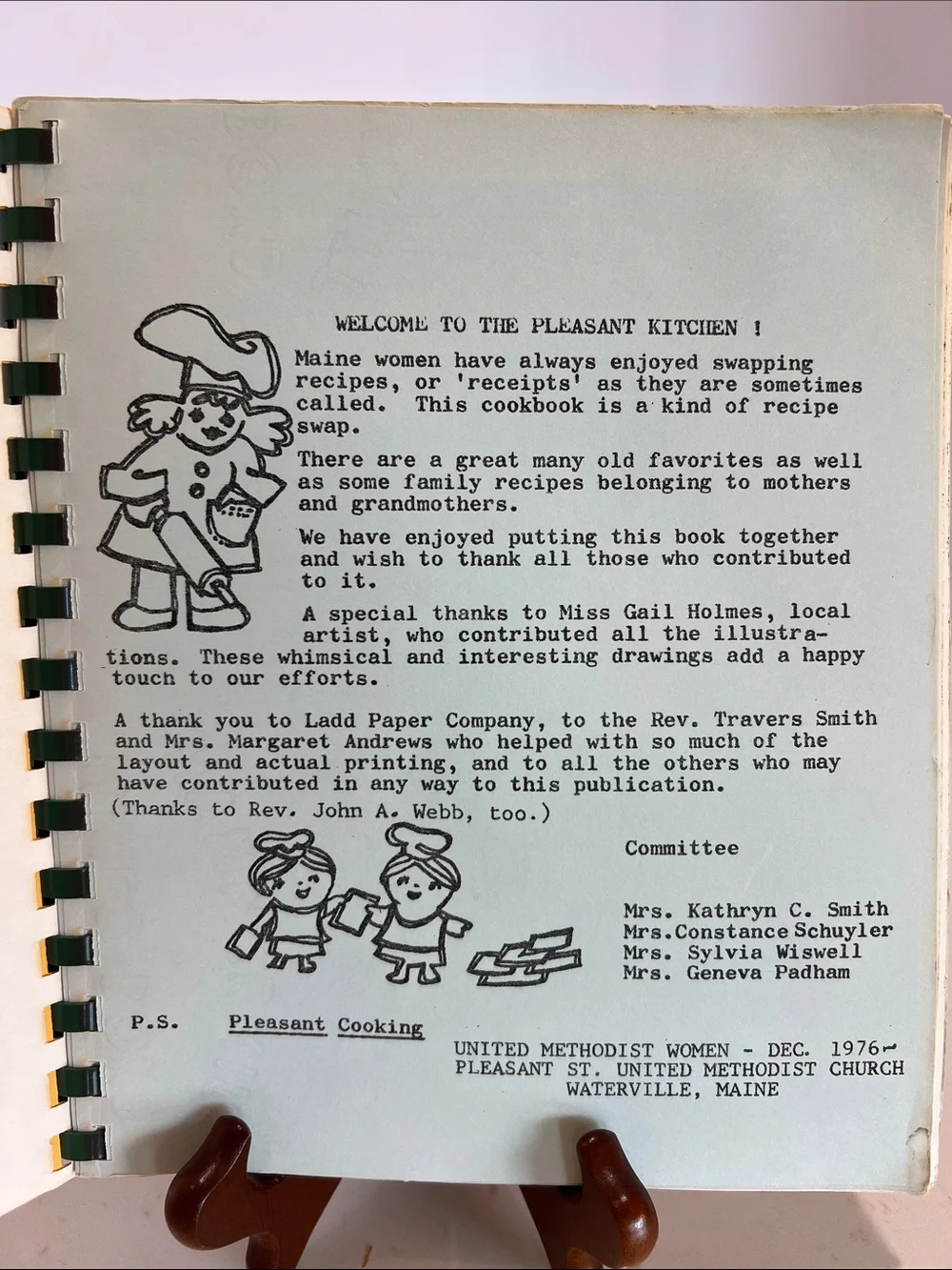 Vintage 1976 Pleasant Cooking Maine Church Community Cookbook Spiral Bound